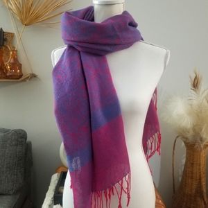 100% Pashmina Pasley Blue & Pink Scarf Wrap